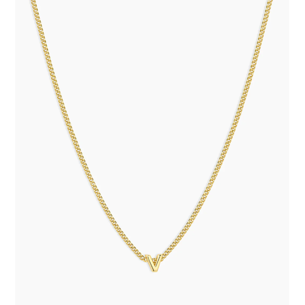 Gorjana 18k Gold Plated Wilder Mini Alphabet Necklace- v Puckett's Fine Jewelry Benton, KY