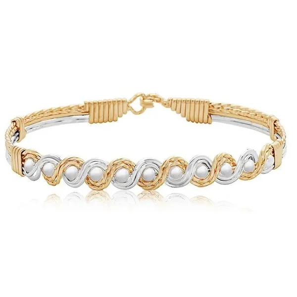 Ronaldo Head Over Heels Bracelet, Gold Artist Wire With Mirror Silver, FW Pearls 7" Puckett's Fine Jewelry Benton, KY