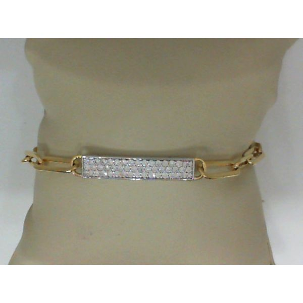 Charles Garnier Gold Plated Paperclip Bracelet with CZ Plate Fashion Bracelet Puckett's Fine Jewelry Benton, KY