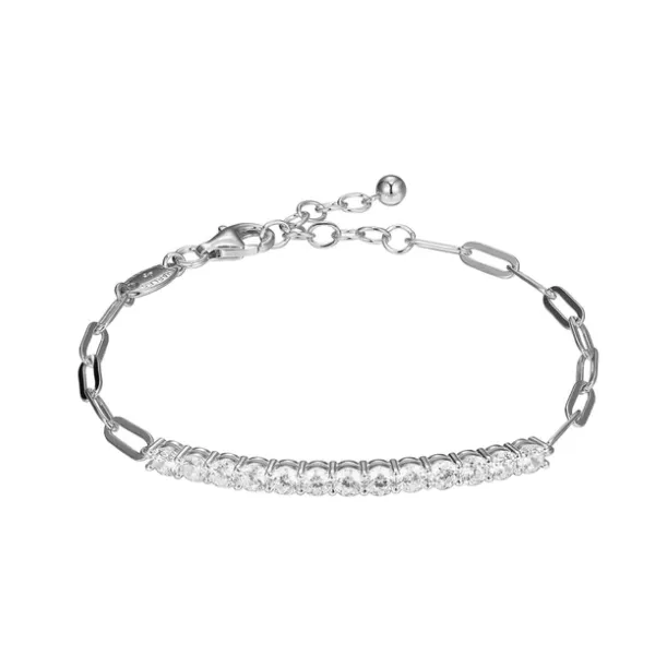 Charles Garnier Sterling Silver Paperclip Bracelet with 13 CZ Stones Fashion Bracelet Puckett's Fine Jewelry Benton, KY