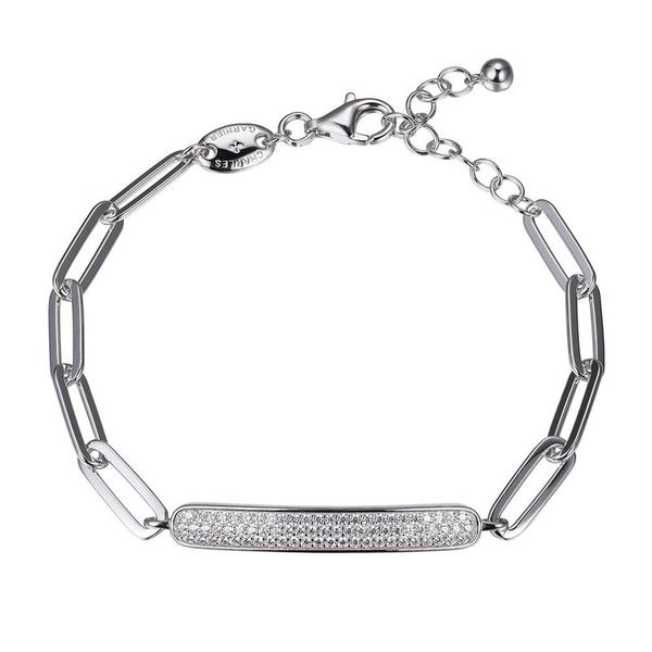 Charles Garnier Sterling Paperclip Bracelet With Oval Cubic Zirconia Panel, 6.75 + 1.25" Extension Puckett's Fine Jewelry Benton, KY
