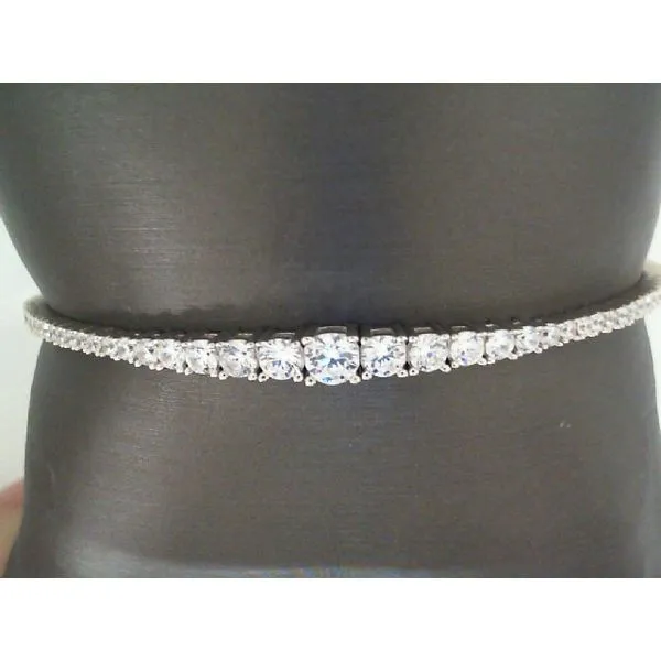 Sterling Silver and Cubic Zirconia Graduated Flexible Bangle Bracelet Image 2 Puckett's Fine Jewelry Benton, KY