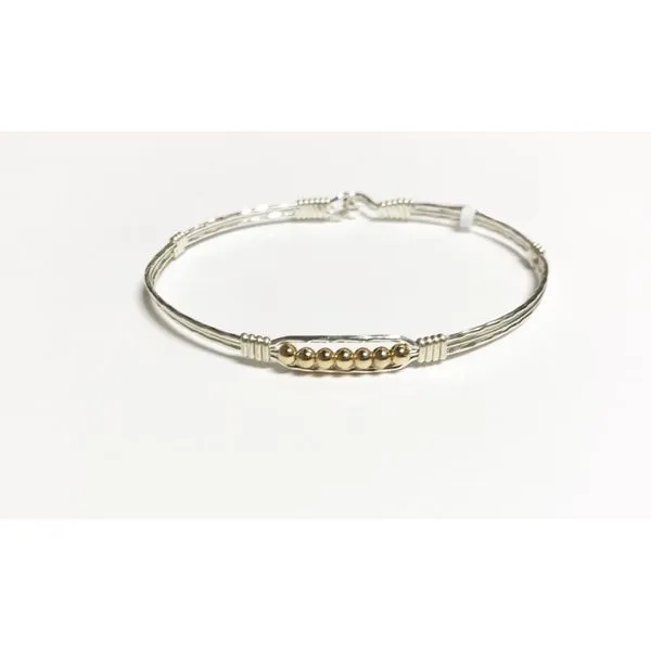 Ronaldo Power of Prayer Bracelet, Mirrored Sterling Silver With 14K Artist Wire Beads, 6.5" Puckett's Fine Jewelry Benton, KY