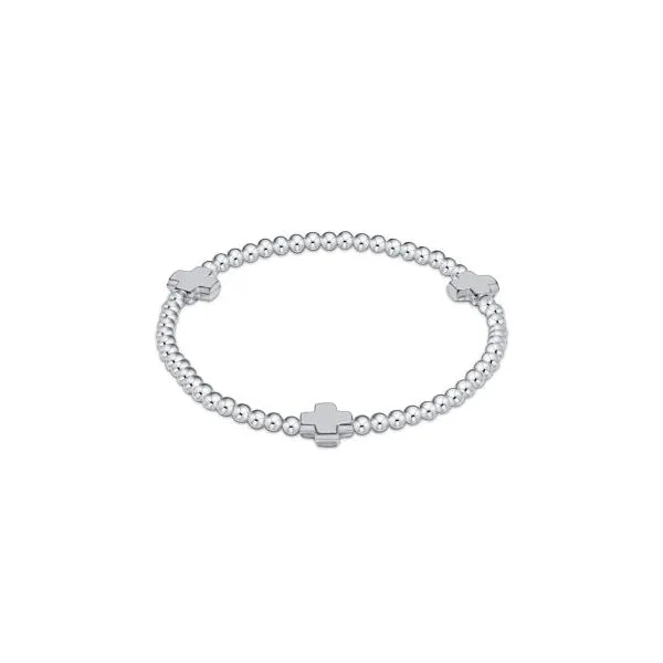 E NEWTON CLASSIC STERLING 3MM BEAD BRACELET - SIGNATURE CROSS STERLING CHARM Puckett's Fine Jewelry Benton, KY