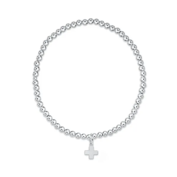 E NEWTON CLASSIC STERLING 3MM BEAD BRACELET - SIGNATURE CROSS STERLING CHARM Puckett's Fine Jewelry Benton, KY