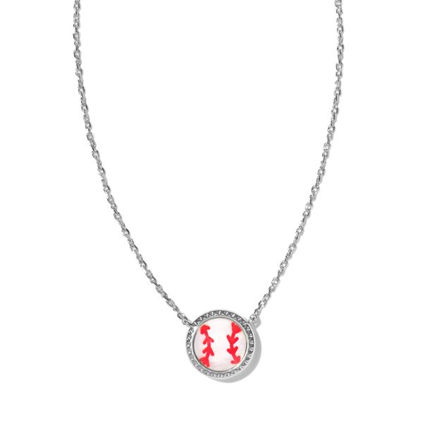 KENDRA SCOTT BASEBALL SHORT PNDT NECKLACE SILVER IVORY MOP Puckett's Fine Jewelry Benton, KY