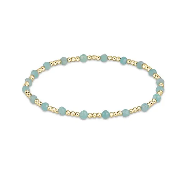 E NEWTON GEMSTONE GOLD SINCERITY PATTERN 3MM BEAD BRACELET - AMAZONITE Puckett's Fine Jewelry Benton, KY