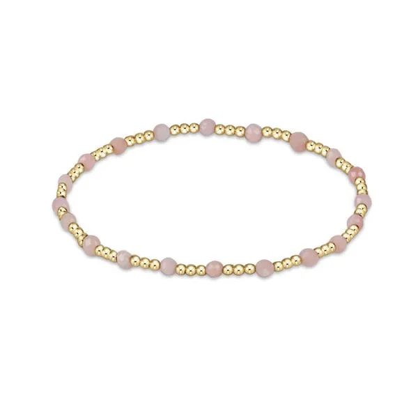 E NEWTON GEMSTONE GOLD SINCERITY PATTERN 3MM BEAD BRACELET - PINK OPAL Puckett's Fine Jewelry Benton, KY