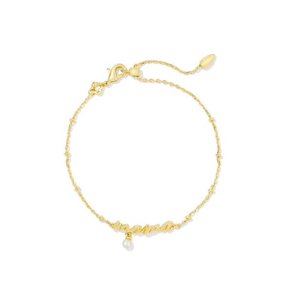 KENDRA SCOTT MAMA SCRIPT BRACELET GOLD WITH WHITE PEARL Puckett's Fine Jewelry Benton, KY