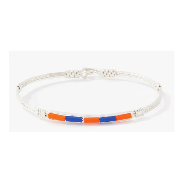 Ronaldo Spirit Bracelet, Silver Wire, Orange/Blue, 6.5" Puckett's Fine Jewelry Benton, KY