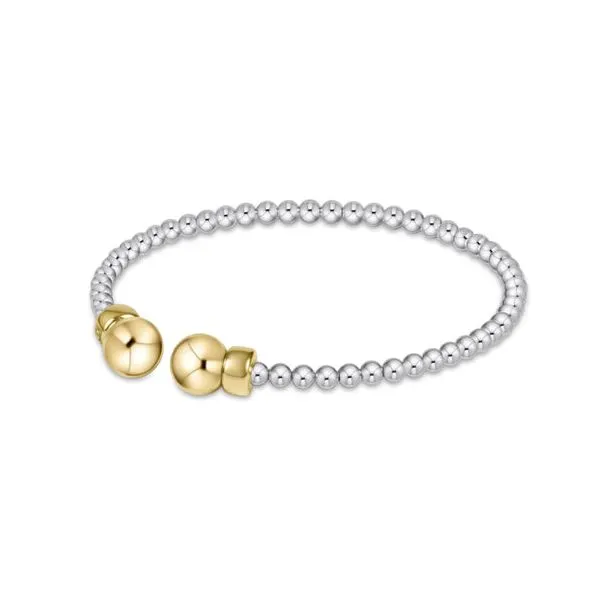 E NEWTON CLASSIC STERLING MIXED METAL 3MM BEAD CUFF - GOLD Puckett's Fine Jewelry Benton, KY