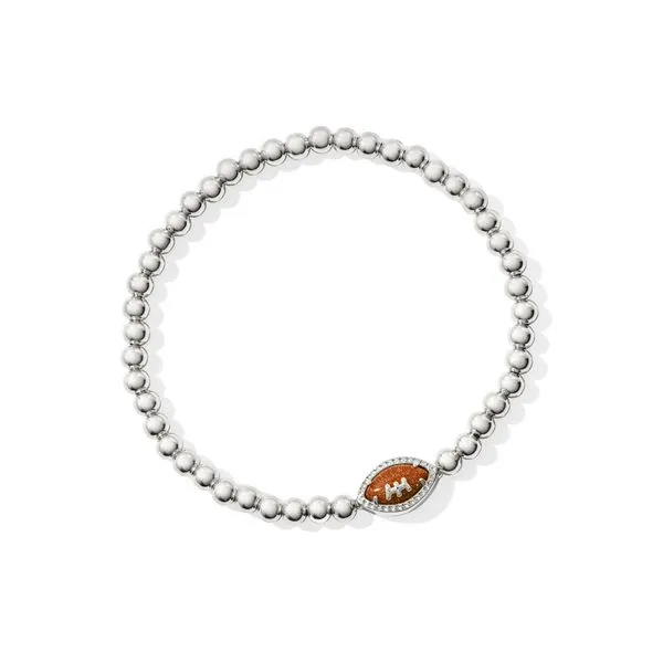 Kendra Scott Football Stretch Bracelet Rhodium With Orange Goldstone Puckett's Fine Jewelry Benton, KY