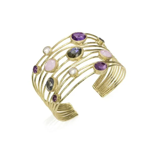 Jorge Revilla Shade Bracelet in Silver with 18k Gold Vermeil with Labradorite, Rose Quartz and Amethyst Stones Puckett's Fine Jewelry Benton, KY