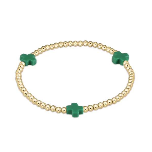 ENEWTON SIGNATURE CROSS GOLD PATTERN 3MM BEAD BRACELET- EMERALD Puckett's Fine Jewelry Benton, KY