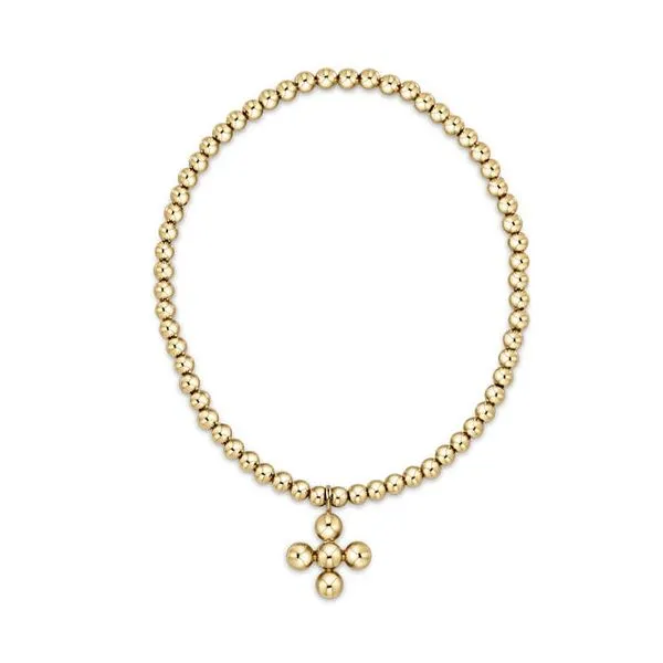E NEWTON CLASSIC GOLD 3MM BEAD - CLASSIC BEADED SIGNAUTRE CROSS GOLD CHARM-4MM BEAD GOLD Puckett's Fine Jewelry Benton, KY