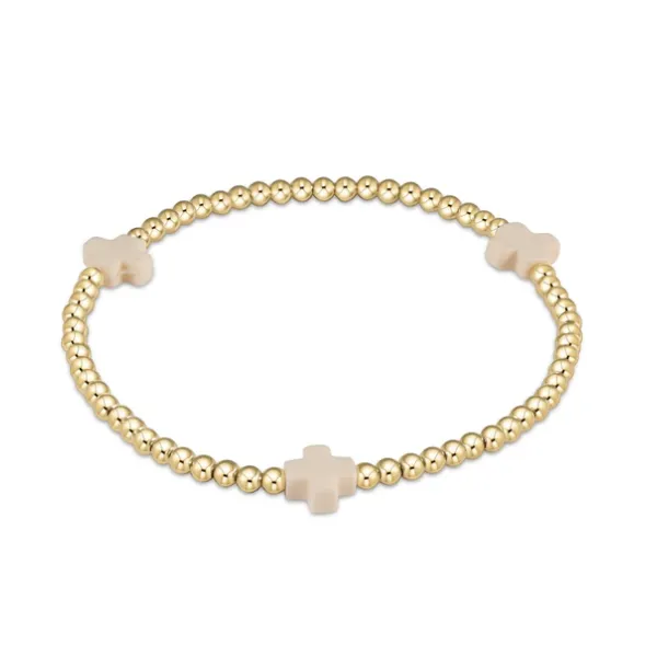 E NEWTON SIGNATURE CROSS 3MM BEAD BRACELET--OFF WHITE Puckett's Fine Jewelry Benton, KY