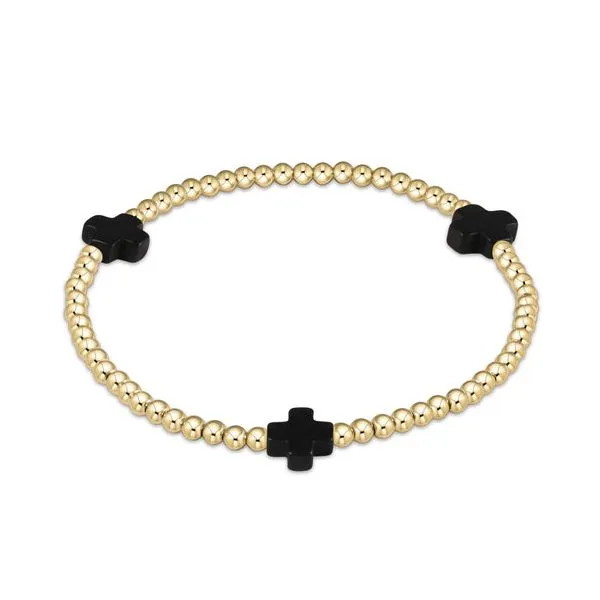 ENEWTON SIGNATURE CROSS GOLD PATTERN 3MM BEAD BRACELET- ONYX Puckett's Fine Jewelry Benton, KY