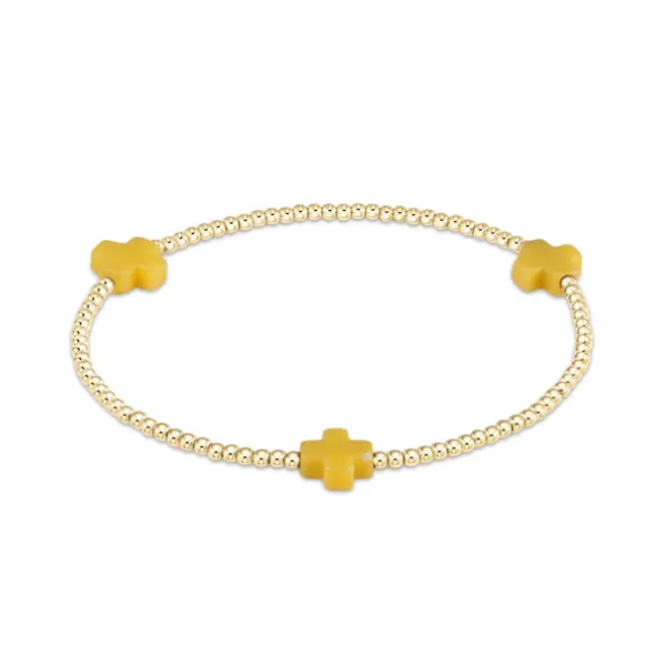 ENEWTON EGIRL SIGNATURE CROSS GOLD PATTERN 3MM BEAD BRACELET - CANARY Puckett's Fine Jewelry Benton, KY