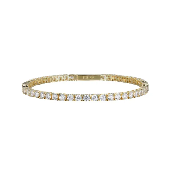 Sterling Silver "Stardust" Yellow Gold Plated 3mm Cubic Zirconia Bracelet 6.75" Puckett's Fine Jewelry Benton, KY