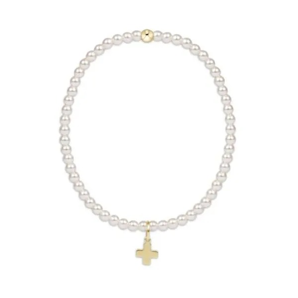 ENEWTON EXTENDS - CLASSIC PEARL 3MM BRACELET- SIGNATURE CROSS GOLD CHARM Puckett's Fine Jewelry Benton, KY
