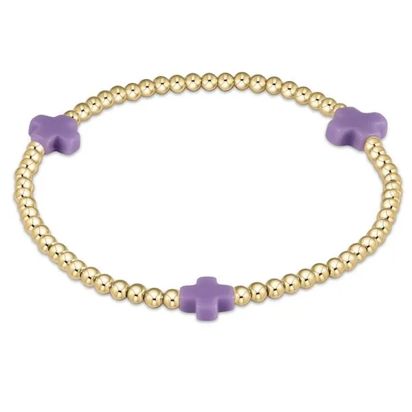 ENewton EGirl Signature Cross 3mm Gold Bead Bracelet - Purple Puckett's Fine Jewelry Benton, KY
