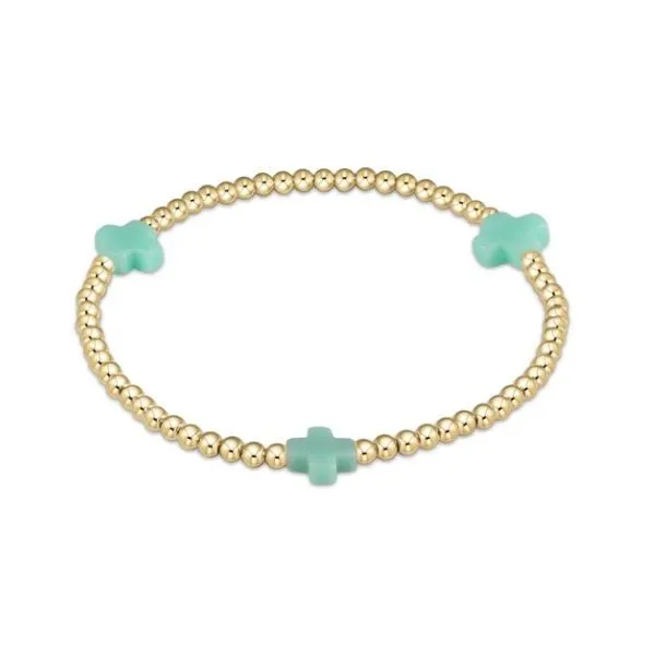 ENEWTON EGIRL SIGNATURE CROSS GOLD PATTERN 3MM BEAD BRACELET- MINT Puckett's Fine Jewelry Benton, KY
