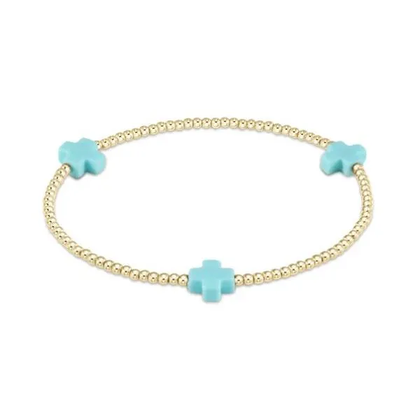 E NEWTON SIGNATURE CROSS 3MM BEAD BRACELET--TURQUOISE Puckett's Fine Jewelry Benton, KY