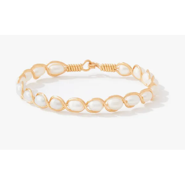 Ronaldo Natural Charm Bracelet, 14K Gold Artisan Wire and Pearl, 7.5