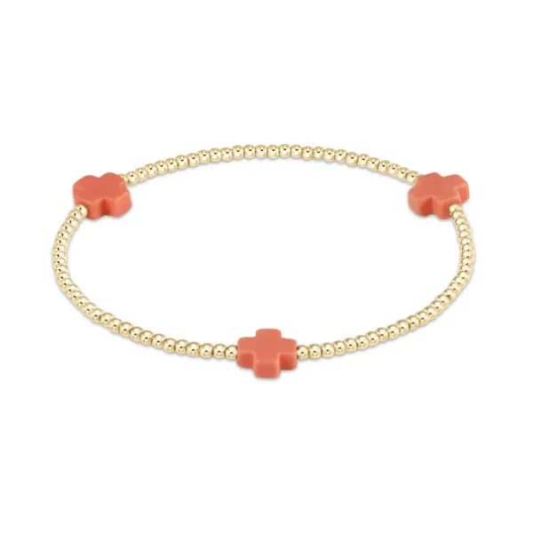 ENEWTON EGIRL SIGNATURE CROSS GOLD PATTERN 3MM BEAD BRACELET - CORAL Puckett's Fine Jewelry Benton, KY