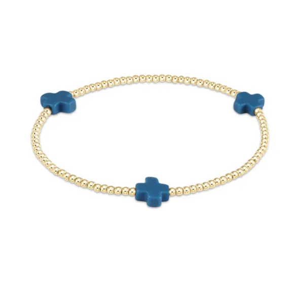 ENEWTON EGIRL SIGNATURE CROSS GOLD PATTERN 3MM BEAD BRACELET - COBALT Puckett's Fine Jewelry Benton, KY