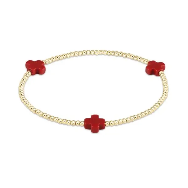 ENEWTON SIGNATURE CROSS GOLD, 2MM BEAD BRACELET, RED Puckett's Fine Jewelry Benton, KY