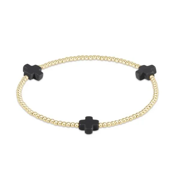 ENEWTON SIGNATURE CROSS GOLD, 2MM BEAD BRACELET, CHARCOAL Puckett's Fine Jewelry Benton, KY