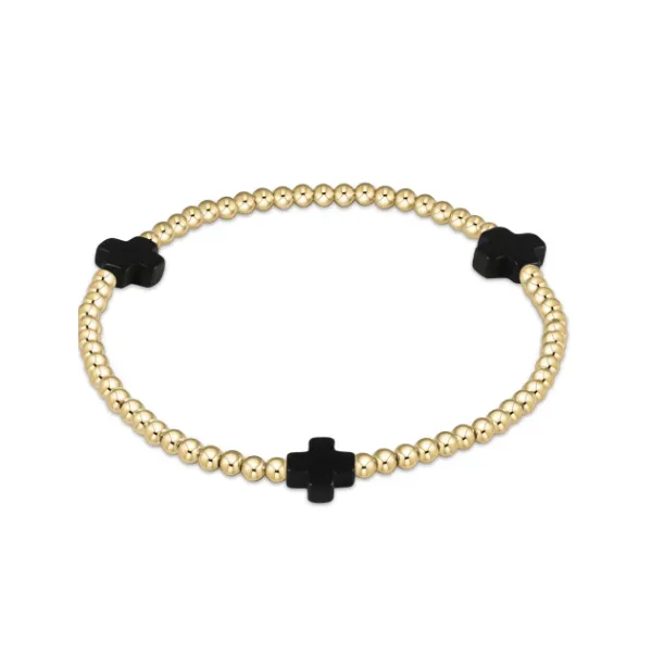 ENEWTON SIGNATURE CROSS GOLD PATTERN 3MM BEAD BRACELET- ONYX Puckett's Fine Jewelry Benton, KY