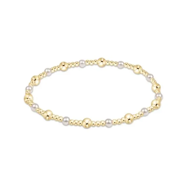 ENEWTON CLASSIC GOLD SINCERITY PATTERN 4MM BEAD BRACLET - PEARL Puckett's Fine Jewelry Benton, KY