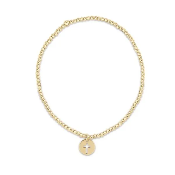 E NEWTON CLASSIC GOLD 2MM BEAD BRACELET--BLESSED SMALL DISC Puckett's Fine Jewelry Benton, KY