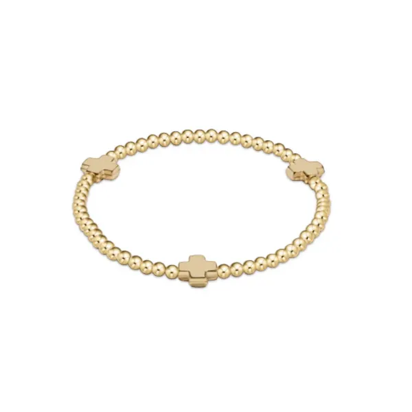 Enewton Signature Gold Cross Pattern 3mm Bead Bracelet Puckett's Fine Jewelry Benton, KY