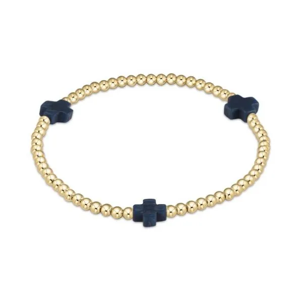 ENEWTON EXTENDS - SIGNATURE CROSS GOLD PATTERN 3MM BEAD BRACLET- NAVY Puckett's Fine Jewelry Benton, KY