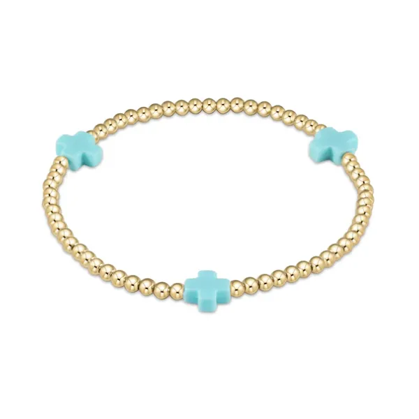 ENEWTON EXTENDS - SIGNATURE CROSS GOLD PATTERN 3MM BEAD BRACLET- TURQUOISE Puckett's Fine Jewelry Benton, KY