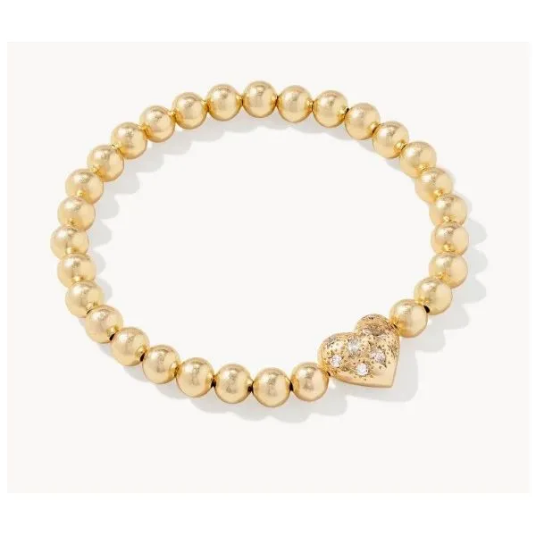 Kendra Scott Holland Heart Stretch Bracelet, Gold Tone, White Crystal Puckett's Fine Jewelry Benton, KY