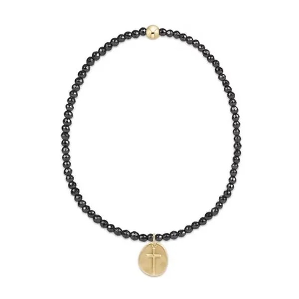 ENEWTON BRACELET - FACETED HEMATITE 2MM BEAD BRACELET - INSPIRE SMALL GOLD CHARM Puckett's Fine Jewelry Benton, KY