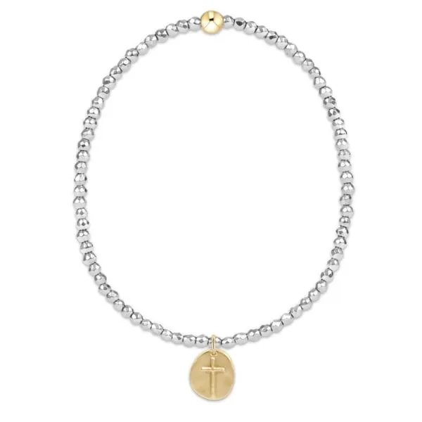 ENEWTON BRACELET - BRIGHT SILVER FACETED HEMATITE 2MM BEAD BRACELET- INSPIRE SMALL GOLD CHARM Puckett's Fine Jewelry Benton, KY