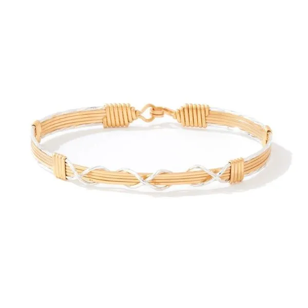 Ronaldo "I Love You Forever" Bracelet, 14K Gold and Silver Artist Wire, 7.5" Puckett's Fine Jewelry Benton, KY