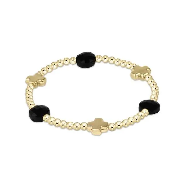 ENEWTON SIGNATURE CROSS ADMIRE GOLD PATTERN 3MM BEAD BRACELET - FACETED ONYX Puckett's Fine Jewelry Benton, KY