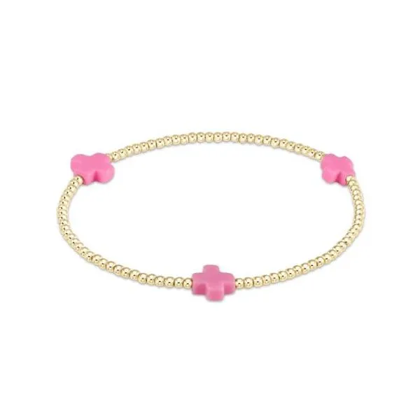 ENEWTON SIGNATURE CROSS GOLD, 2MM BEAD BRACELET, BRIGHT PINK Puckett's Fine Jewelry Benton, KY