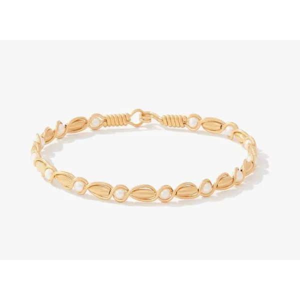 Ronaldo Bracelet - To Have And To Hold - Gold Artisan Wire and Gold Filled Beads and Pearl - 6.5" Puckett's Fine Jewelry Benton, KY