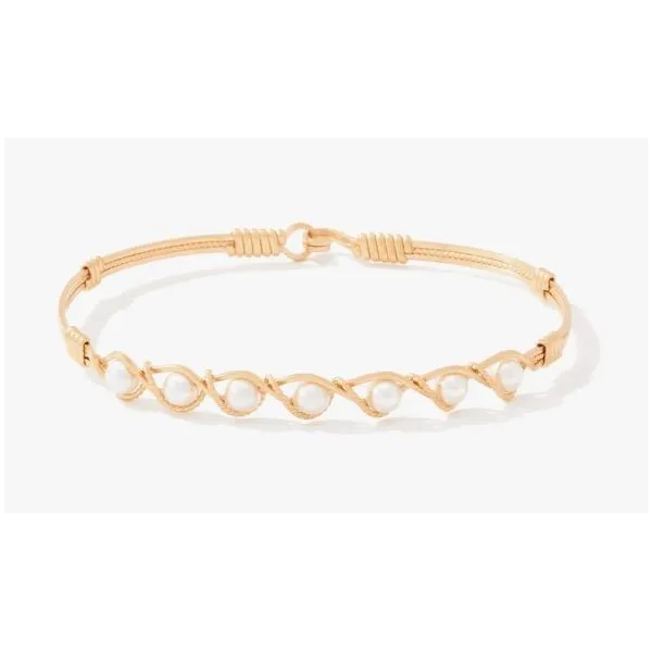 Ronaldo Simple Blessings Bracelet, 14K Gold Filled Artisan Wire, Crystal Pearl , 7.5