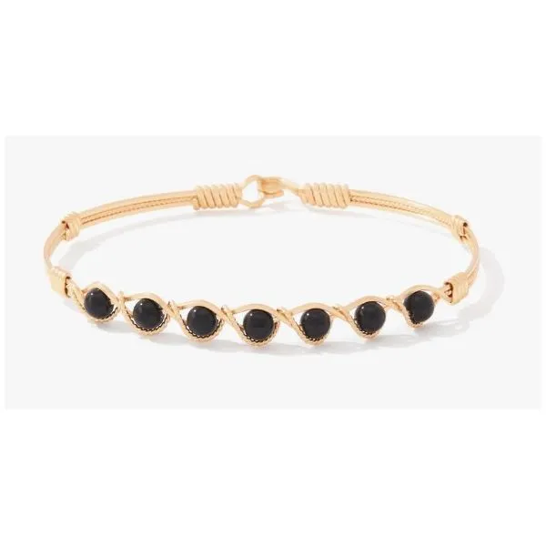 Ronaldo Simple Blessings Bracelet, 14K Gold Artist Wire With Black Onyx, 7.5