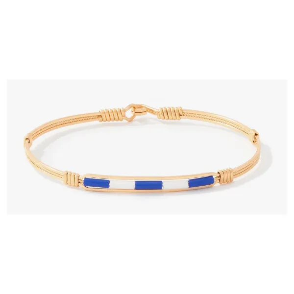 Ronaldo Bracelet Spirit - Gold Artisan Wire, White and Blue Enamel, 6.5" Puckett's Fine Jewelry Benton, KY