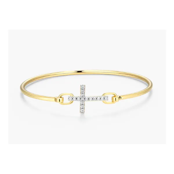 Monte Luna Lab Created Diamond Cross Flex Bangle, Sterling Silver/Yellow Gold Plated, 1/6CT TWT Puckett's Fine Jewelry Benton, KY