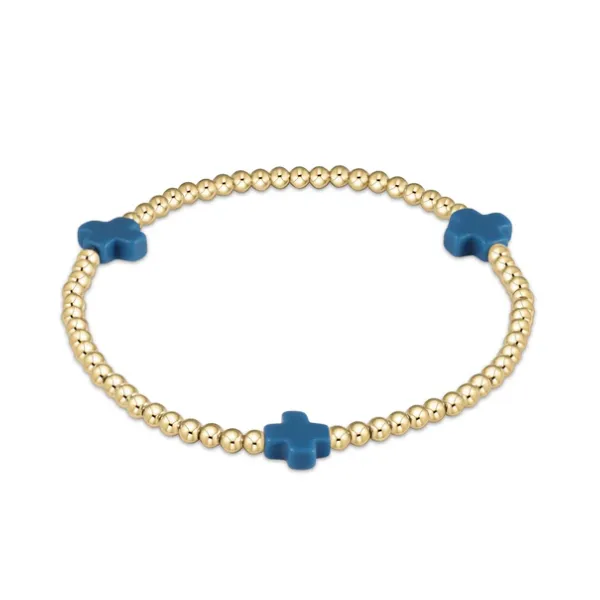 E NEWTON SIGNATURE CROSS GOLD PATTERN 3MM BEAD BRACELET - COBALT Puckett's Fine Jewelry Benton, KY